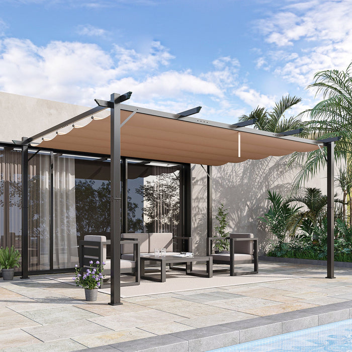 Outsunny 10' X 13' Aluminium Outdoor Pergola Gazebo Backyard Canopy Cover Square Sunshade Garden Gra