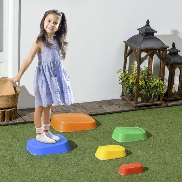 Outsunny Stepping Stones Kids, 5pcs Balance Stepping Stones For Kids, Obstacle Course Sensory Play R