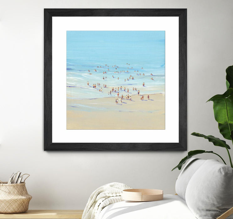 \"Beach Day I\" Matted and Framed Black 30x30 Wall Art