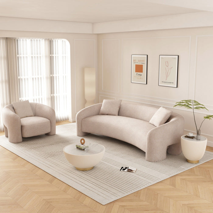 Sylvia Modern Glam 2-Piece Sofa Set in Gold Dust 