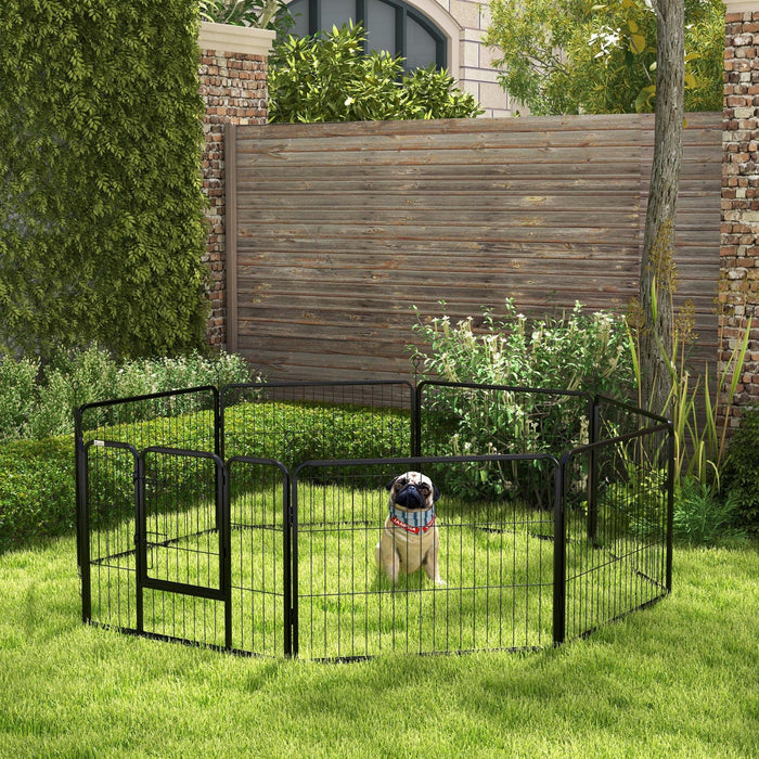 Pawhut Dog Playpen, Heavy-duty Metal Puppy Play Pen, Pet Exercise Fences For Outside And Indoor, Diy