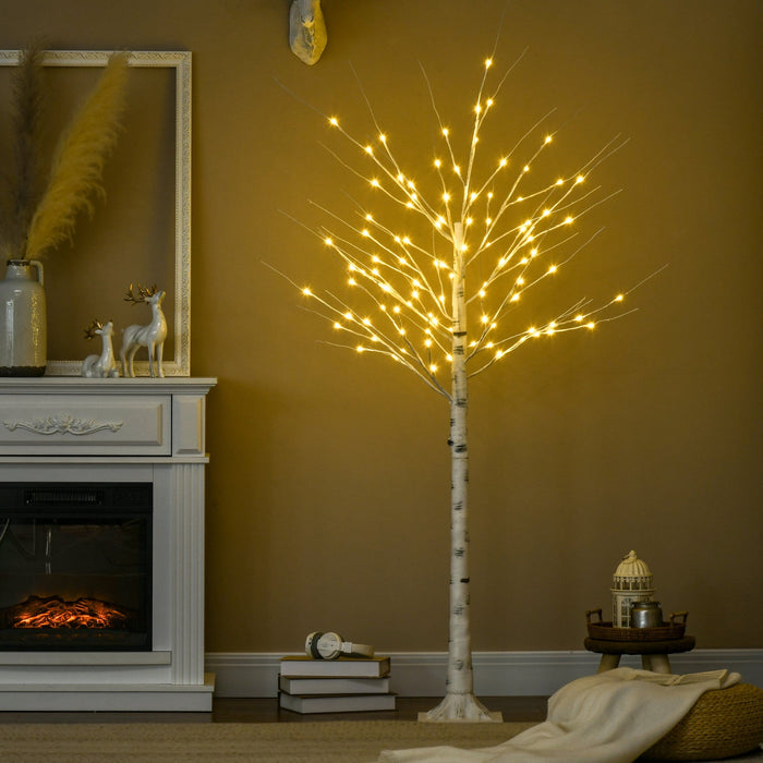 Homcom 6ft Artificial White Birch Tree For Indoor Covered Outdoor