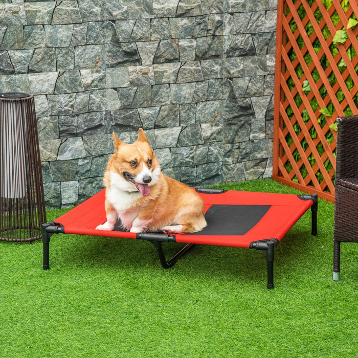 Pawhut Elevated Dog Bed, Dog Cot Bed, Cooling Raised Pet Cot Indoor Outdoor With Washable Breathable