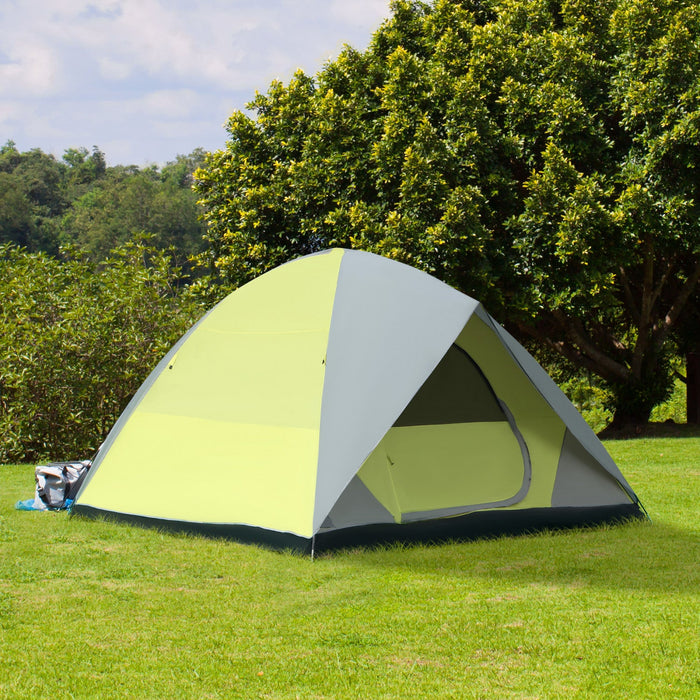 Outsunny 6- Person Family Dome Tent With Removable Rain Fly, Waterproof Camping Tent For Backpacking