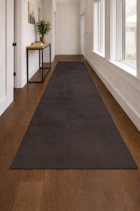 Elion Contemporary Charcoal Washable Rug 2'8\" x 8'0\" Indoor Area Rug 
