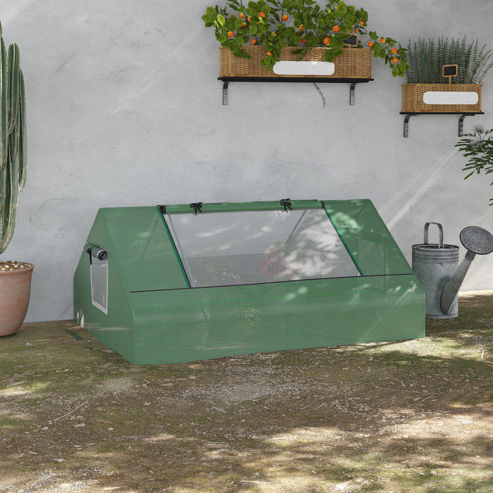 Outsunny 71\" X 55\" X 32\" Mini Greenhouse Portable Hot House For Plants With 2 Large Windows And Grou