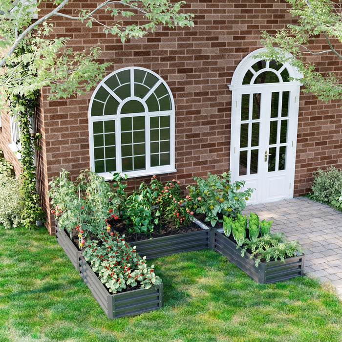 Outsunny 8x8ft Diy Raised Garden Bed, Set Of 5 Large Steel Box Planters For Outdoor Plants, Vegetabl
