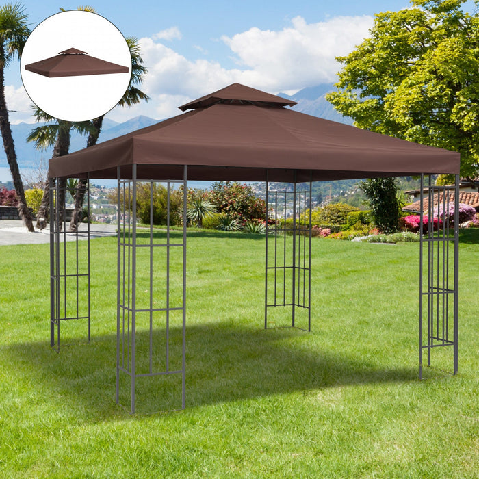 Outsunny 9.8' X 9.8' Square 2-tier Gazebo Canopy Replacement Top Cover Outdoor Garden Sun Shade, Cof