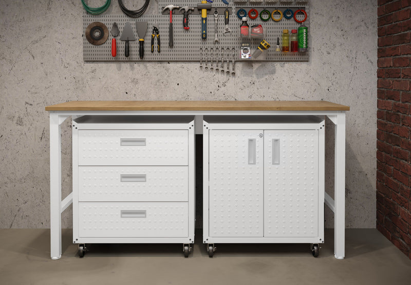 Fortress Modern 3-Piece Garage Set in White Garage Storage 