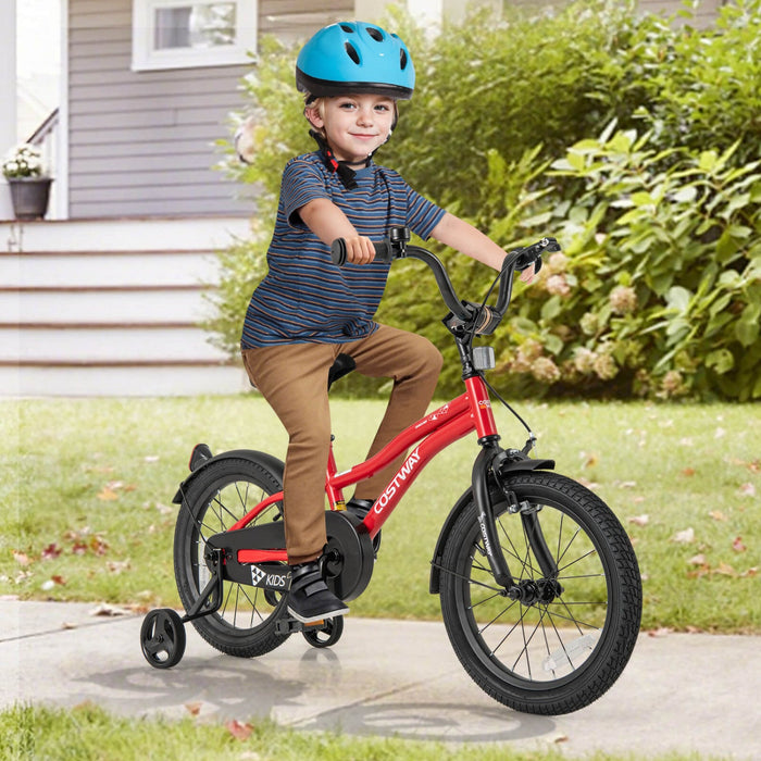 Costway 16" Kids Bike For 4-7 Years Old Boys & Girls With Adjustable Seat Handbrake Reflectors Red