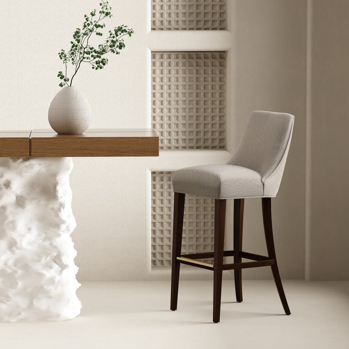 Beever Modern Wood Upholstered Chenille Barstool in Taupe 
