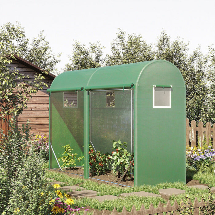 Outsunny 10' X 3' X 7' Tunnel Tomato Greenhouse Outdoor Walk-in Hot House With Roll-up Windows And Z