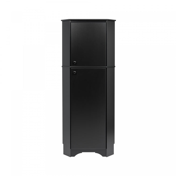 Elite Tall 2-Door Corner Storage Cabinet - Black