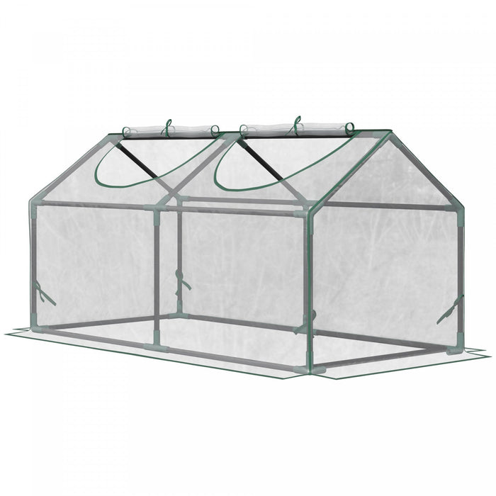 Outsunny 47\"x24\"x24\" Portable Mini Tunnel Greenhouse With 2 Windows, Clear
