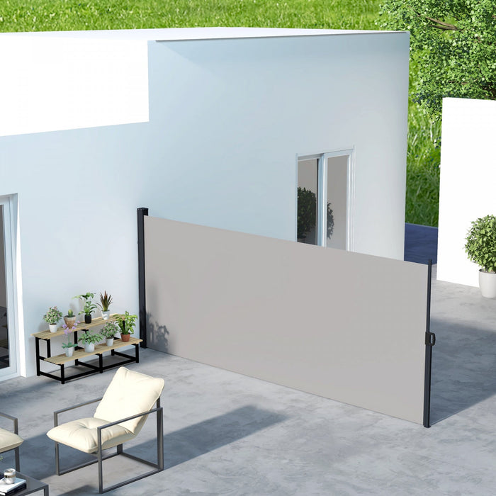Outsunny 13' X 6' Retractable Side Awning, Garden Privacy Screen, Light Grey