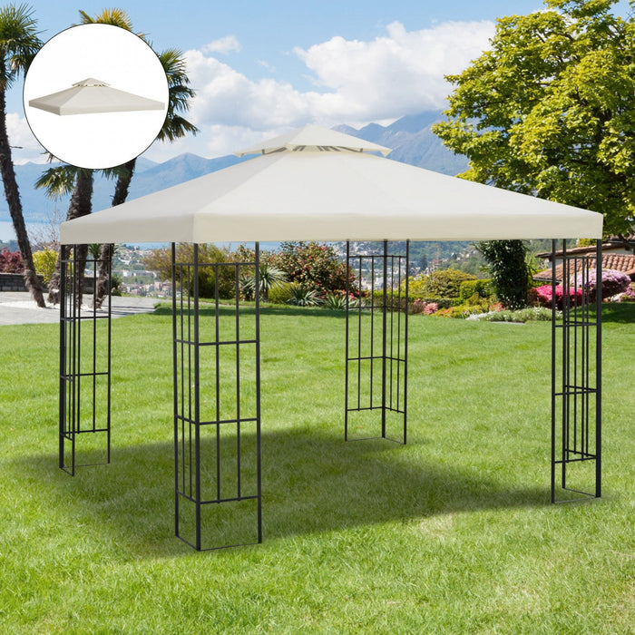 Outsunny 9.8' X 9.8' Square 2-tier Gazebo Canopy Replacement Top Cover Outdoor Garden Sun Shade, Cre