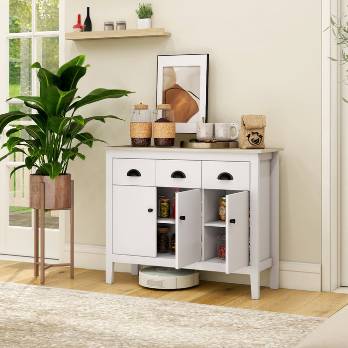 HOMCOM Sideboard Buffet Cabinet, 40" Kitchen Coffee Bar Cabinet, White