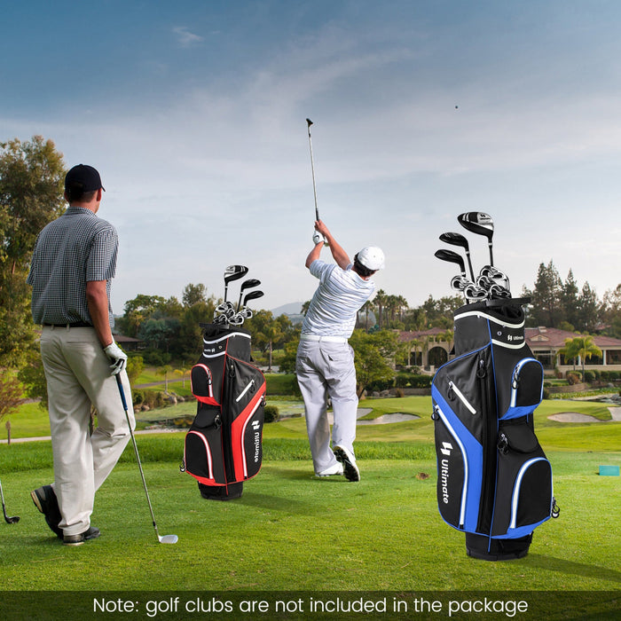 Costway Lightweight Golf Cart Bag With 14 Way Top Dividers 9 Pockets Rain Hood Cooler Bag