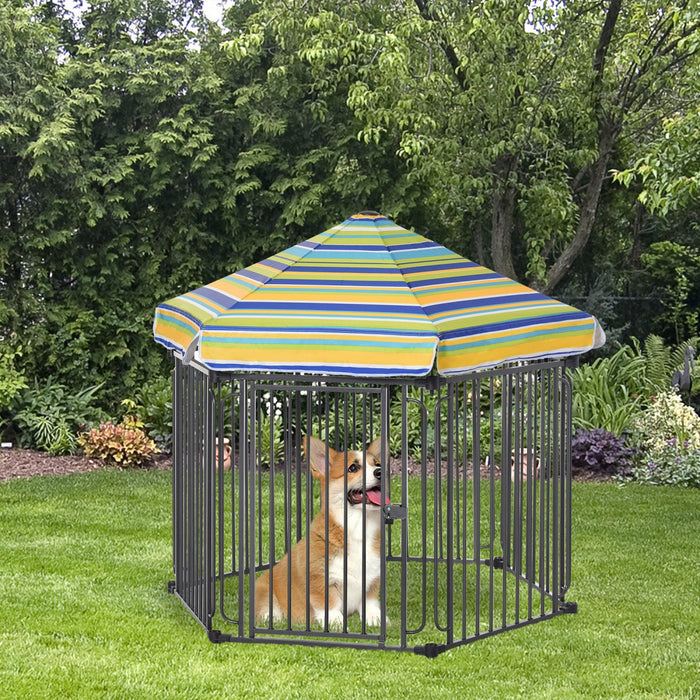 Pawhut 48\" X 41\" Heavy-duty Metal Dog Playpen, Outdoor Pet Cage Kennel, Puppy Exercise Fence Barrier