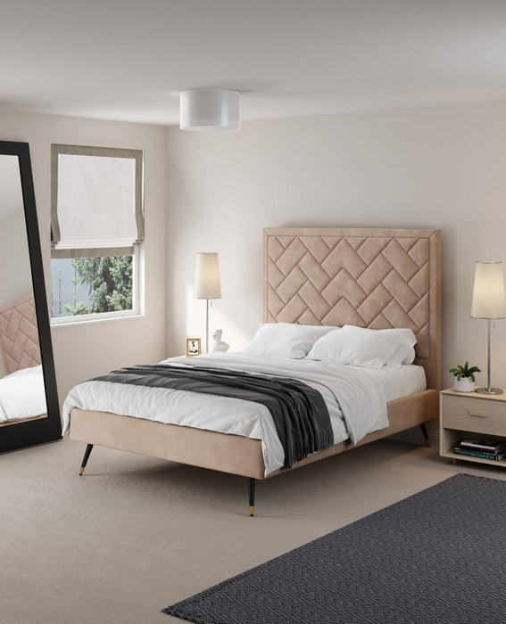 Crosby Modern Upholstered Velvet Full Bed in Nude 