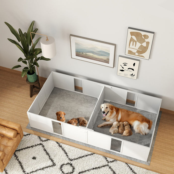 Pawhut Whelping Box For Dogs And Puppies, Dog Whelping Pen, Dog Birth Supplies Indoor With Removable