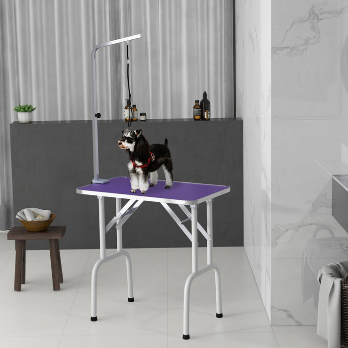 Pawhut 32in Foldable Dog Grooming Table For Small Dogs, Pet Grooming Table For Dogs Cats With Adjust