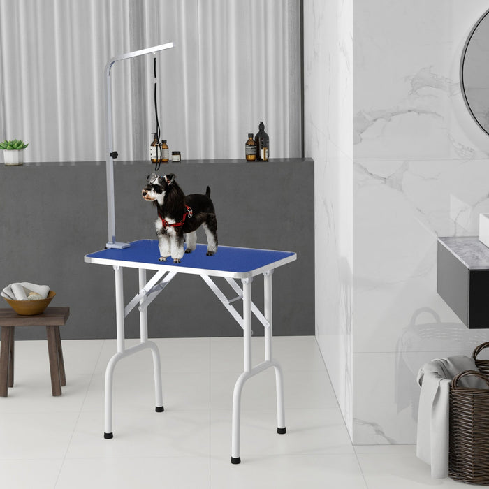 Pawhut 32in Foldable Dog Grooming Table For Small Dogs, Pet Grooming Table For Dogs Cats With Adjust