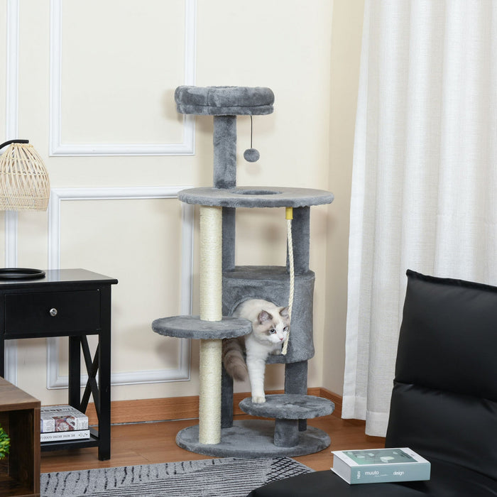 Pawhut Cat Tree For Indoor Cats, 44 Inches Multi-level Cat Tower, Climbing Activity Center With Jute
