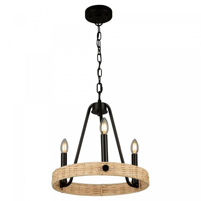 Perris 3-Light Black Chandelier 