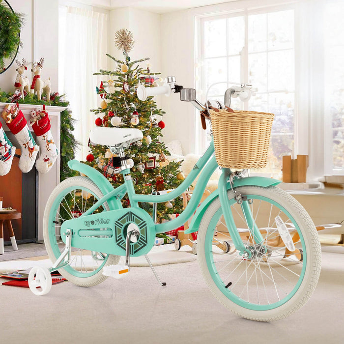 Costway 18" Kid's Bike With Training Wheels Adjustable Handlebar Seat Handbrake Green