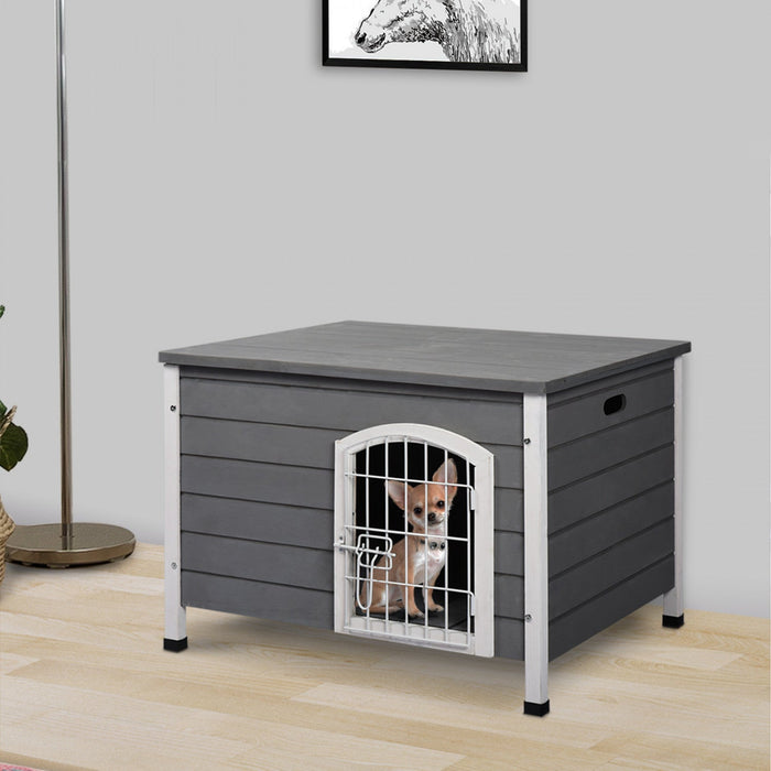 Pawhut 31\" Folding Dog House, Portable Pet Crate Kennel, Wooden Wire Cage For Miniature And Small Si