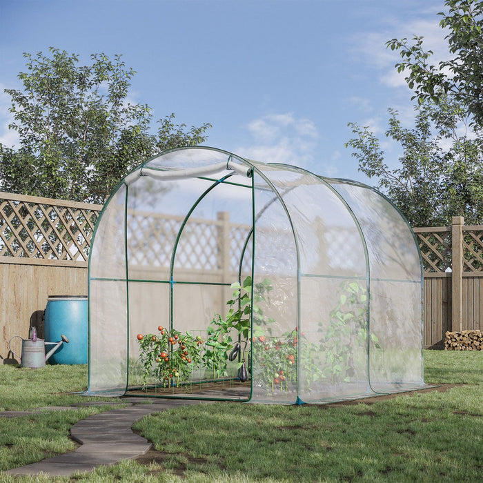 Outsunny 6.6' X 8.2' X 6.6' Dome Tunnel Greenhouse Plant Shed Garden Hot House Growing Tent W/ Roll 