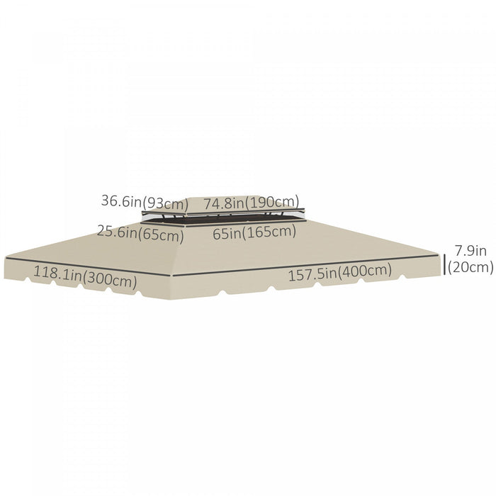 Outsunny 13.1' X 9.8' Gazebo Replacement Canopy, Gazebo Top Cover With Double Vented Roof For Garden
