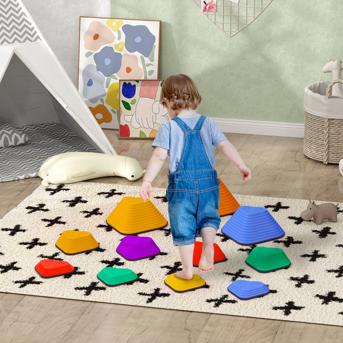 Qaba Stepping Stones Kids, 11pcs Obstacle Course For Kids, Non-slip Heart-shaped Balance Stepping St
