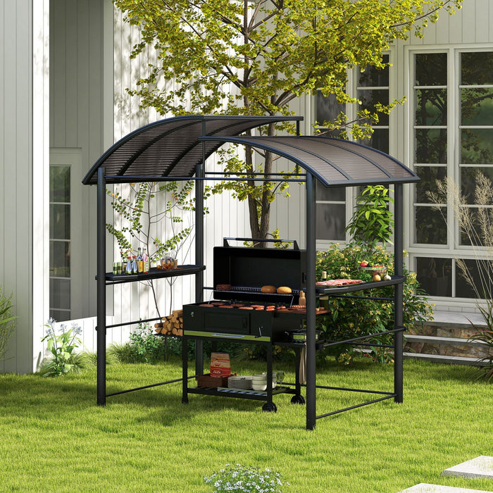 Outsunny 8' X 5' Grill Gazebo Shelter With Interlaced Vented Pc Roof, Outdoor Bbq Canopy With Side S