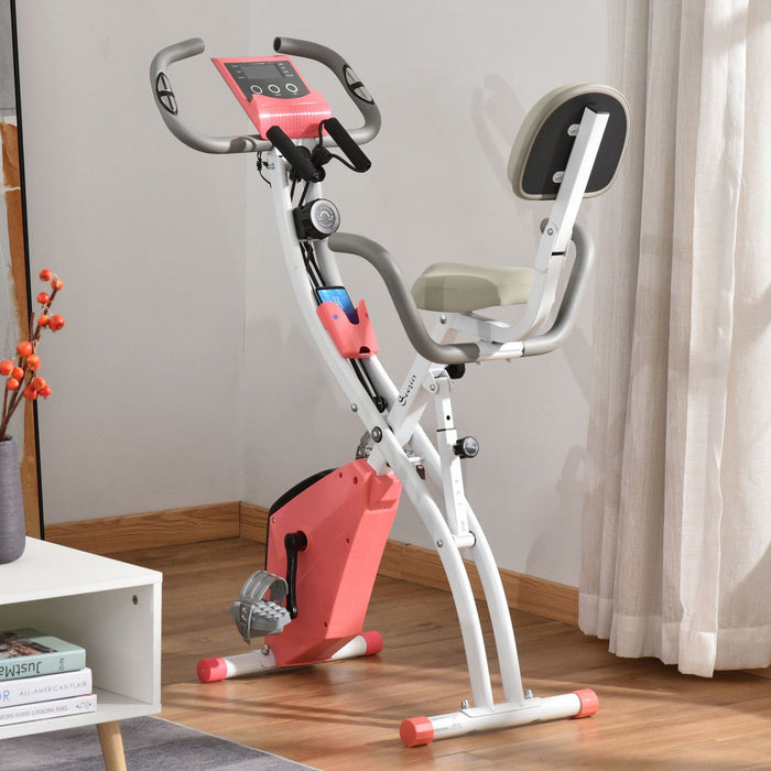 Soozier 2 In 1 Upright Exercise Bike Stationary Foldable Magnetic Recumbent Cycling With Arm Resista