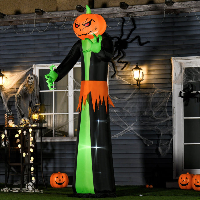 Homcom 9ft Pumpkin Head Ghost Inflatable Halloween Decoration