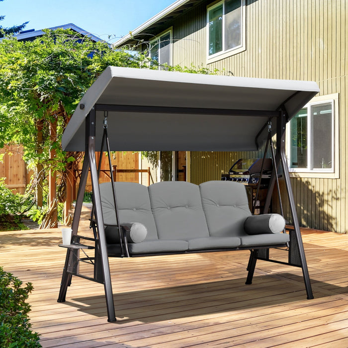 Outsunny 3 Seater Porch Swing Heavy Duty Outdoor Swing Chair Outdoor Lounge Hammock Cushioned Seat W