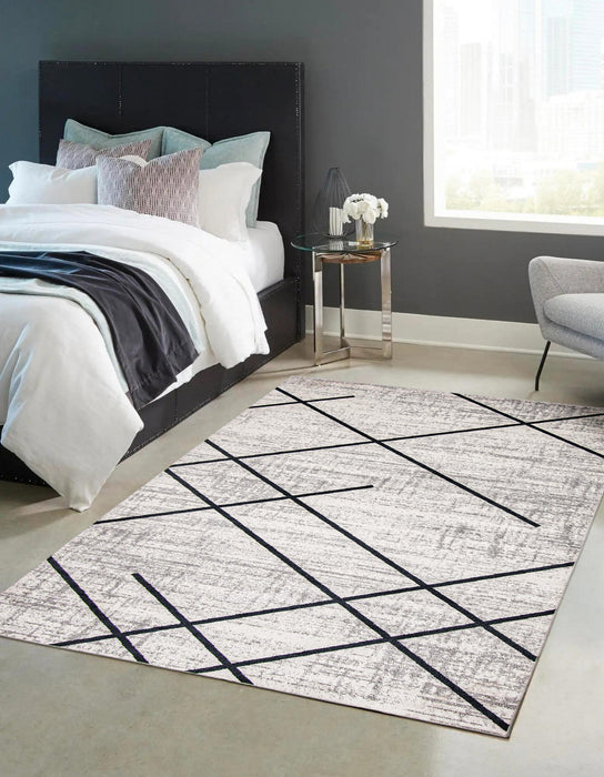 Damali Ivory/Blue Machine Washable Area Rug - 8'0\" x 10'0\"