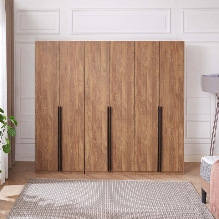 Lee Modern 3-Piece Wardrobe Closet in Golden Brown Armoire 