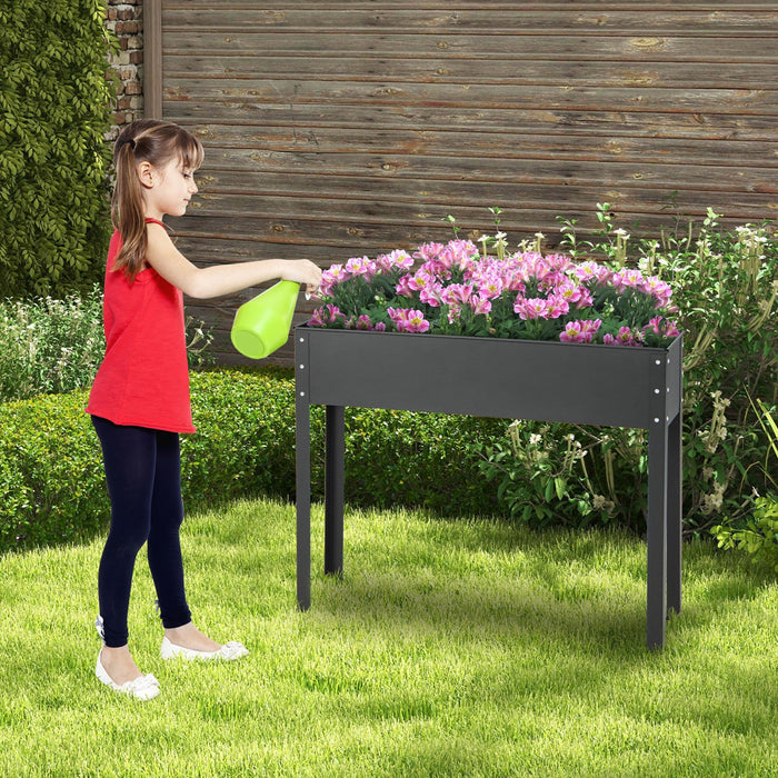 Costway 40" Raised Garden Bed With Legs Metal Elevated Planter Box Drainage Hole Backyard