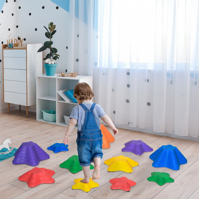 Outsunny 11pcs Larger Size Balance Stepping Stones For Kids With Non-slip Bottom, Stackable Obstacle