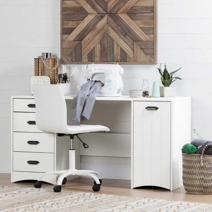 Artwork Sewing Craft Table And Storage - Pure White 