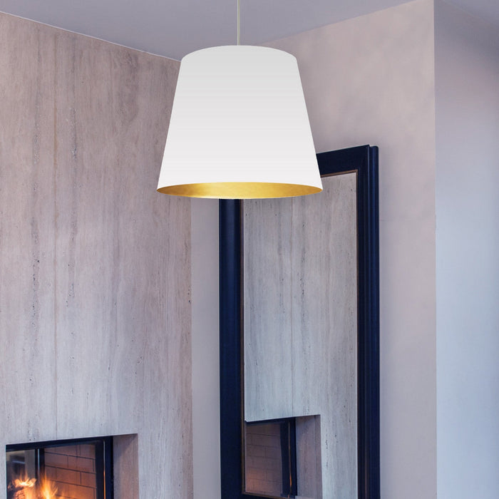 Dainolite Oversized Drum 1 Light Pendant Medium White/Gold Shade Lamp