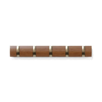 Umbra 5 Flip Wall-Mounted Hooks - Light Walnut and Gold