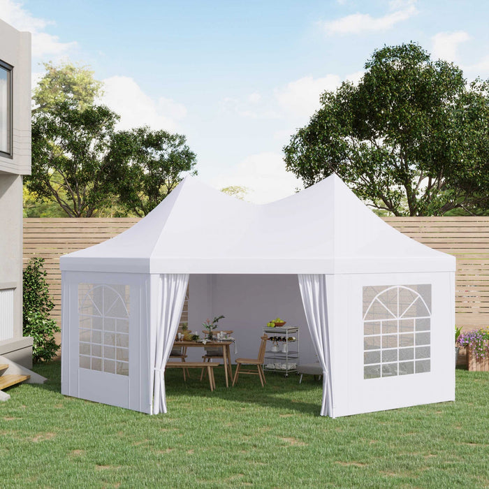 Outsunny 22.3ft Octagonal Party Tent Wedding Event Shelter Outdoor Canopy With 4 Removable Walls For