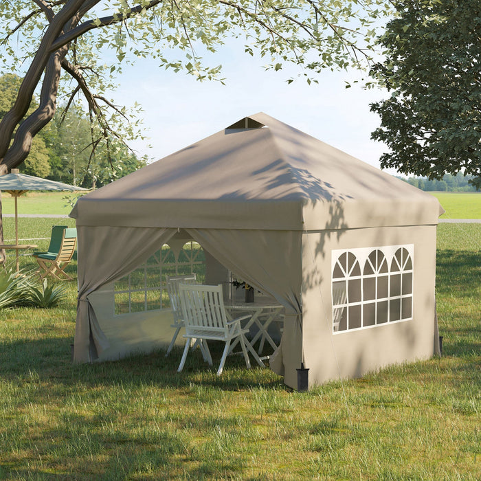 Outsunny 10' X 10' Pop Up Canopy Tent, Instant Sun Shelter, Tents For Parties, With Wheeled Carry Ba