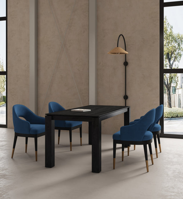 Carrington and Rockaway Modern Industry Chic 5-Piece Dining Set in Midnight Blue and Black 