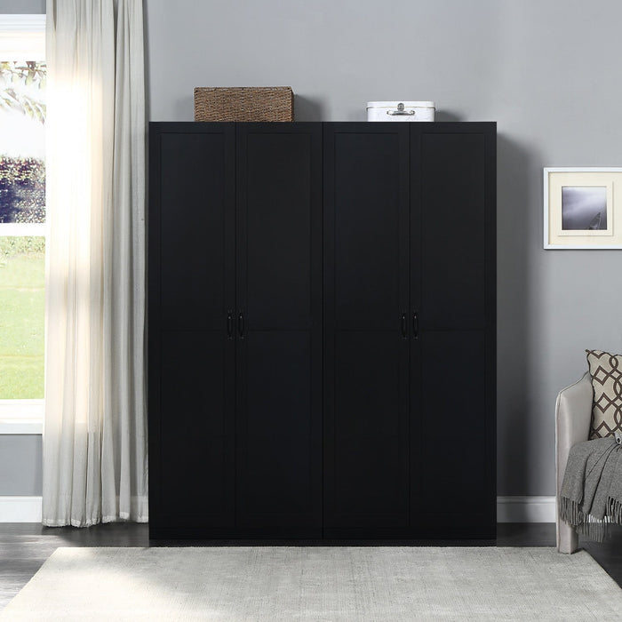 Hopkins Modern 2-Piece Wardrobe Closet in Black Armoire 