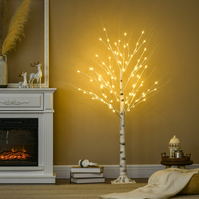 Homcom 5ft Artificial White Birch Tree For Indoor Covered Outdoor